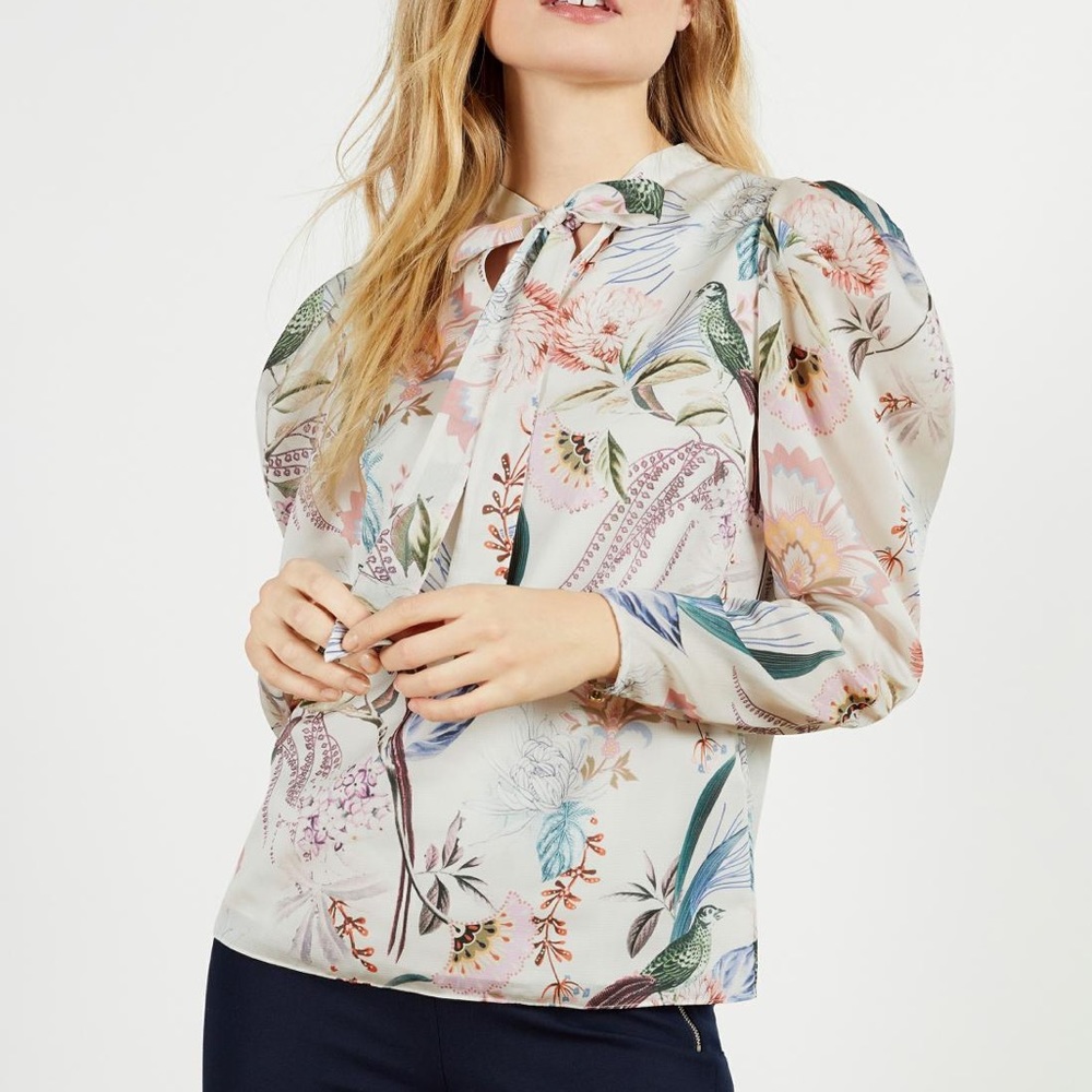 NWT Ted Baker Aangeli floral satin puff sleeve